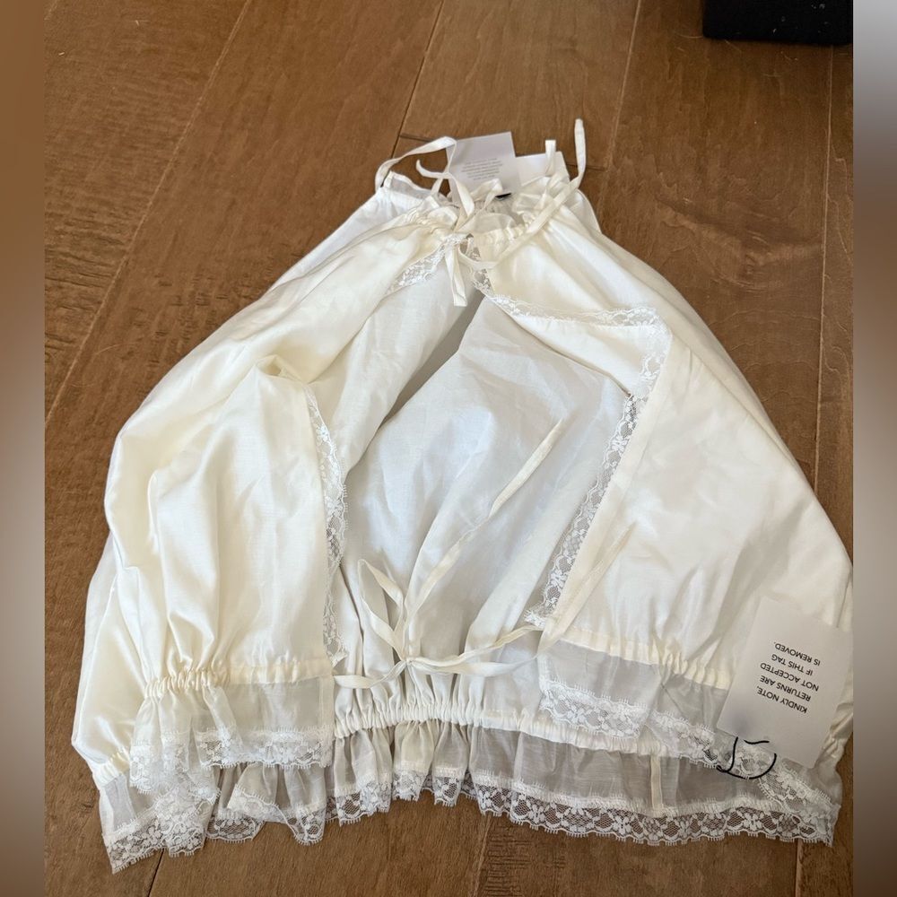 Lovers + Friends White Lace-Trim Halter Crop Top - Picture 5 of 6